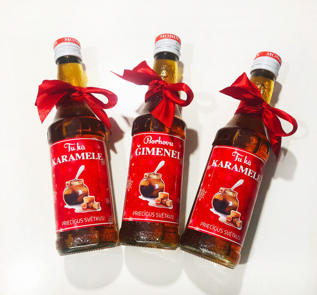 Karameļu sīrups ar Ziemassvētku apdruku 